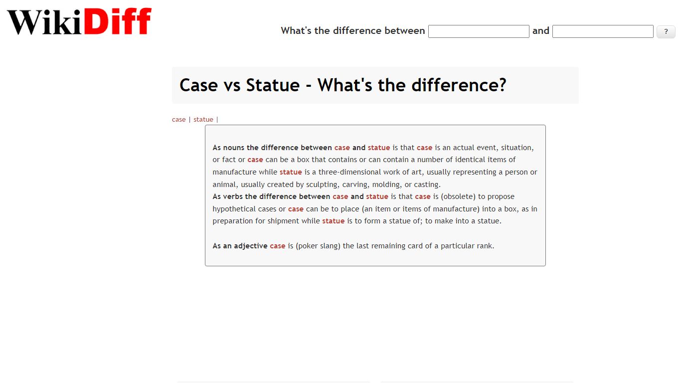 Case vs Statue - What's the difference? | WikiDiff